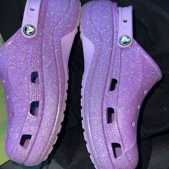 Crocs Baya Purple, Glitter Clog shoe's size 9 Women - Picture 13 of 15